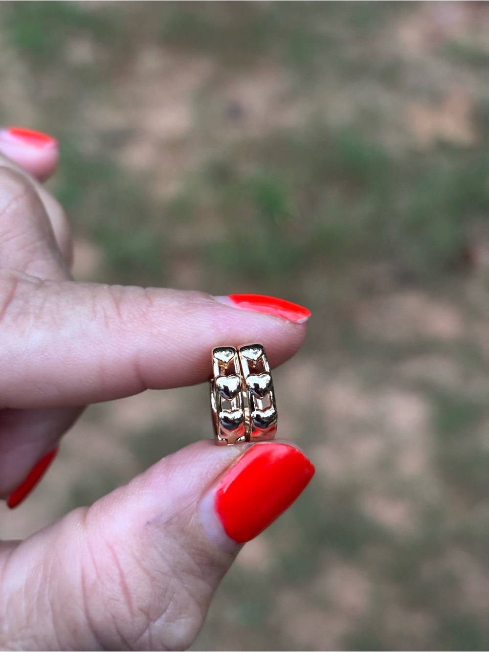 Gold Heart Link Hoop Earrings - Women Jewelry (GOLD PLATED)